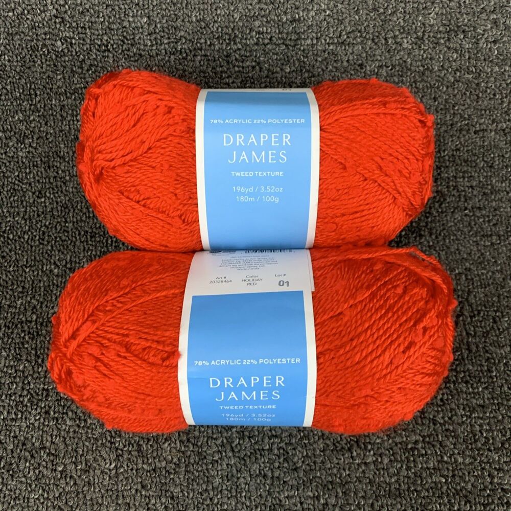 Lot Of 2 Draper James Tweed Texture Holiday Red 196yd 3.52oz Yarn New